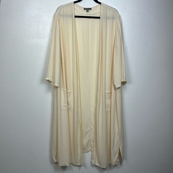 Ulla Popken Longline Long Sleeve Open Front Cardigan In Chalk Size 24/26 - Picture 2 of 9